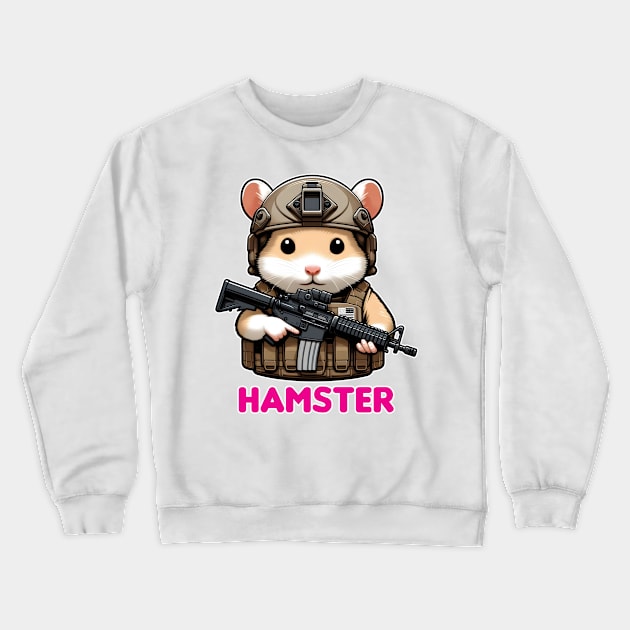 Tactical Hamster Crewneck Sweatshirt by Rawlifegraphic